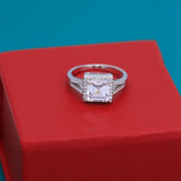 Silver Princess Cut Side Diamond Ring